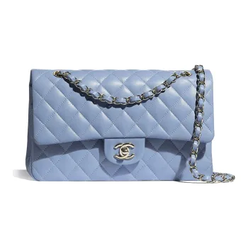 CHANEL Classic Flap CF Lambskin Crossbody Bag Medium Size Women's Sky Blue