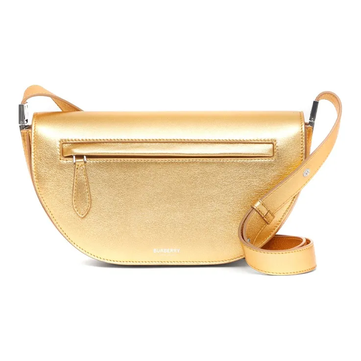 Burberry Small Metallic Leather Olympia Shoulder Bag Gold-2