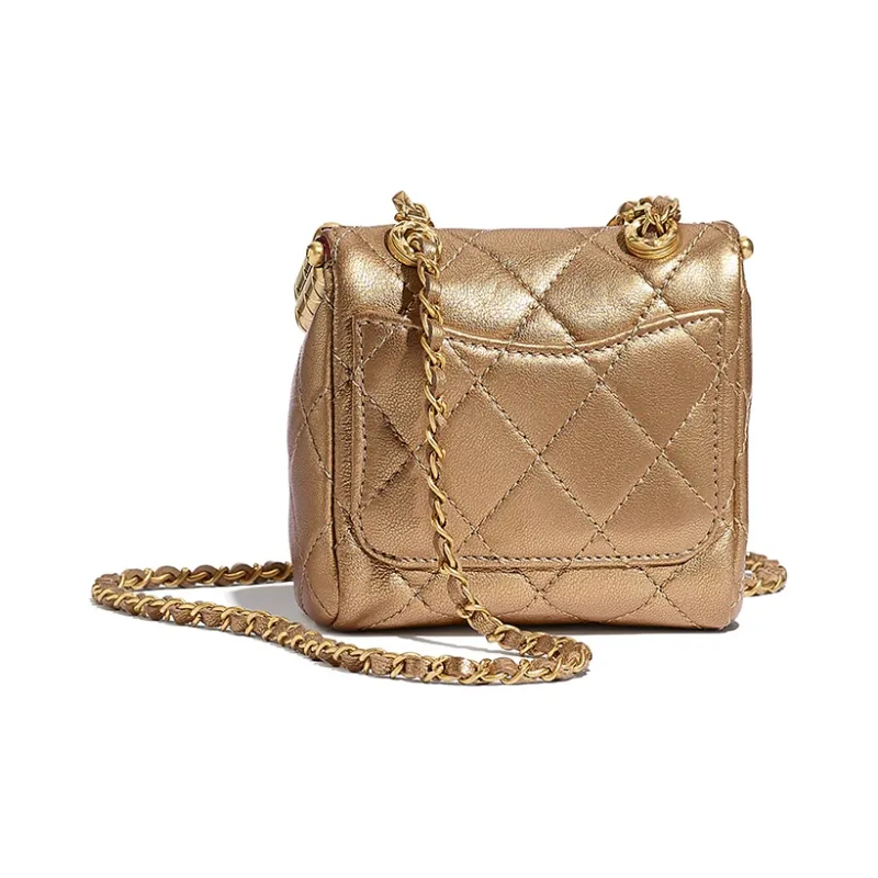 CHANEL Sheepskin Box Bag, Shoulder Bag, Crossbody Bag, Handbag Trumpets Women's Gold-1