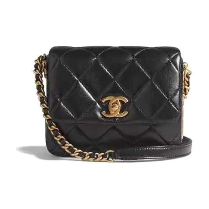 CHANEL Sheepskin Flap Bag, Coin Purse, Shoulder Bag, Crossbody Bag Mini Women's Black-0