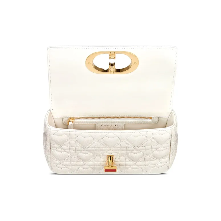 DIOR Caro Cow Leather Handbag, Shoulder Bag, Crossbody Bag Trumpets Women's Milk White-4