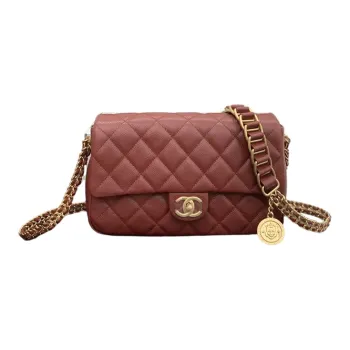 CHANEL Classic Flap CF Calfskin Gold Coin Bag, Shoulder Bag, Crossbody Bag Women's Red