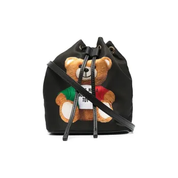 MOSCHINO PU Bucket Bag Handbag Shoulder Bag Crossbody Bag Women's Black