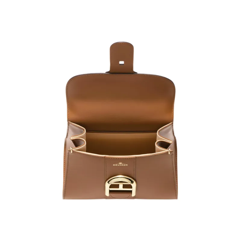 Delvau Brillant Calfskin Portable Crossbody Bag Shoulder Bag Mini Women's Caramel Brown-3