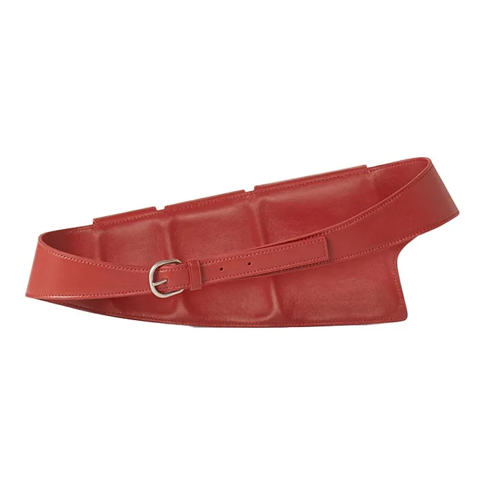 KENZO Leather Belt Fanny Pack Unisex Red-2