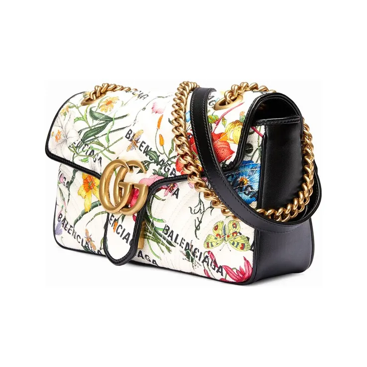 GUCCI GG Marmont Canvas With Leather Shoulder Bag Crossbody Bag Small Size Women's Multicolor-2