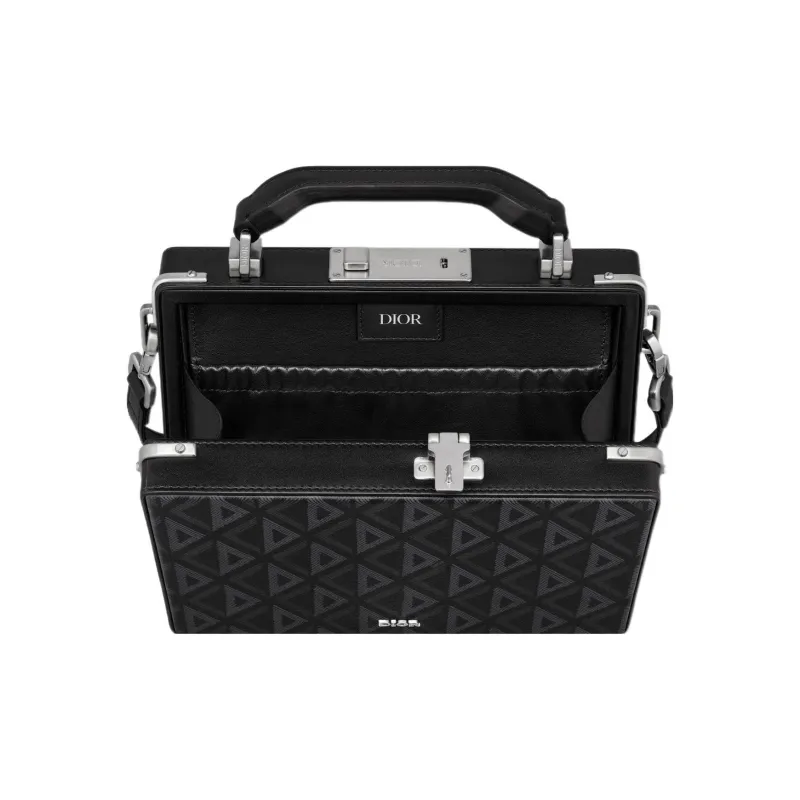 DIOR Lock Cow Leather Shoulder Bag Crossbody Bag Men's Black-2