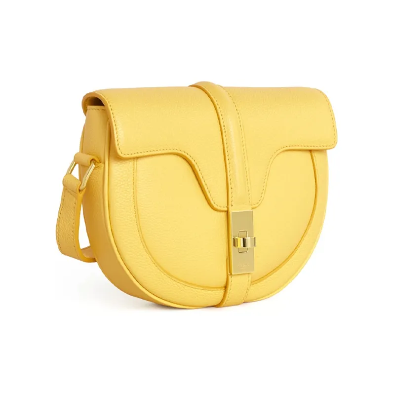 CELINE 16Besace Grain Cow Leather Handbag Shoulder Bags Women's Lemon-1