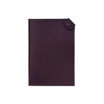HERMES Tarmac Cow Leather Passport Wallet Women's Grape Purple
