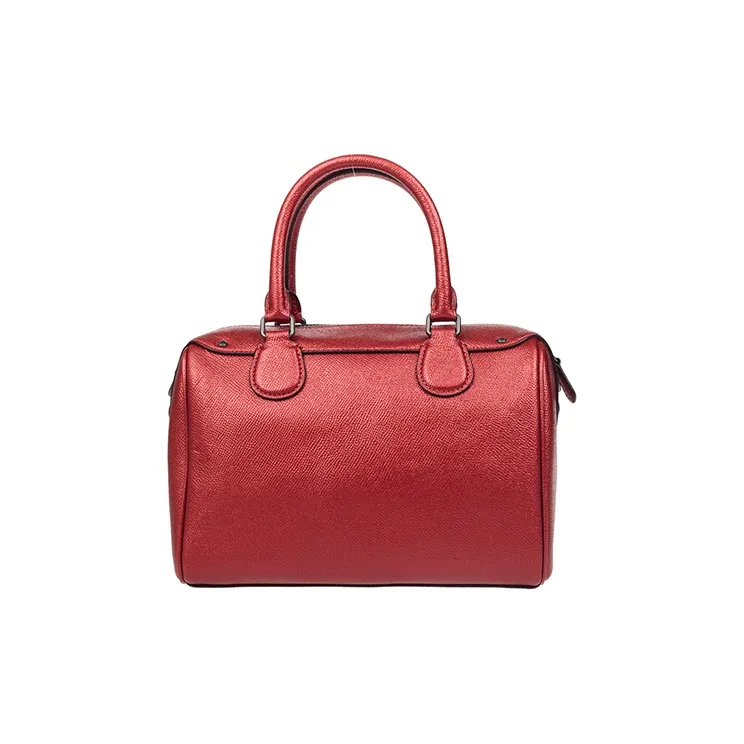 COACH Bennett Leather Boston Bag, Shoulder Bag, Crossbody Bag, Handbag Women's Metal Red-1