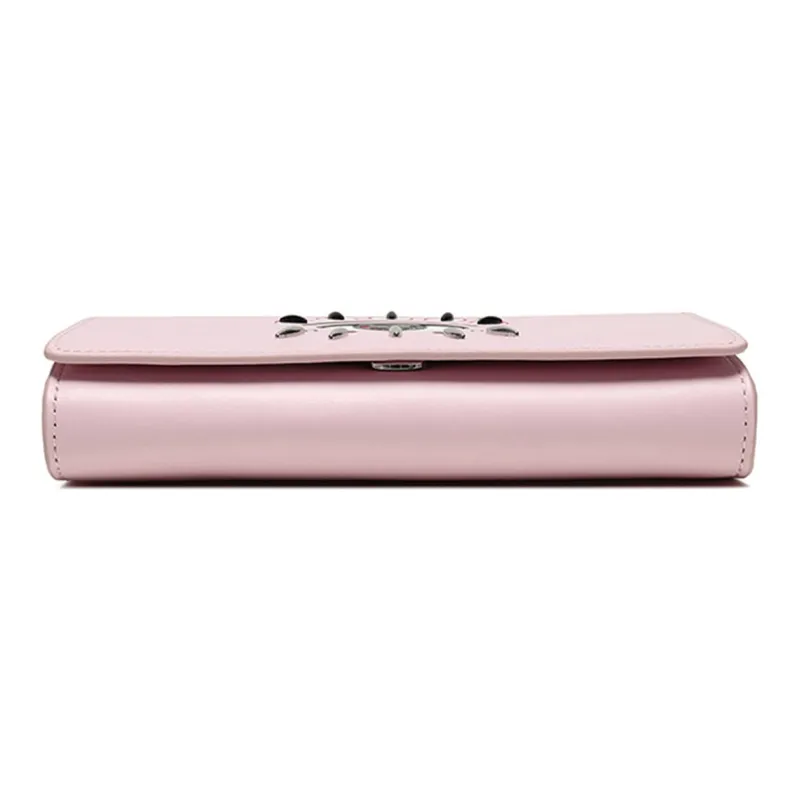 KENZO Cow Leather Chain Shoulder Bag Women's Light Pink-4