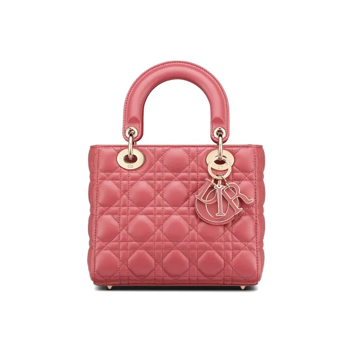 DIOR Sheepskin Lady Dior Bag, Shoulder Bag, Crossbody Bag, Handbag Trumpets Women's Pink-0