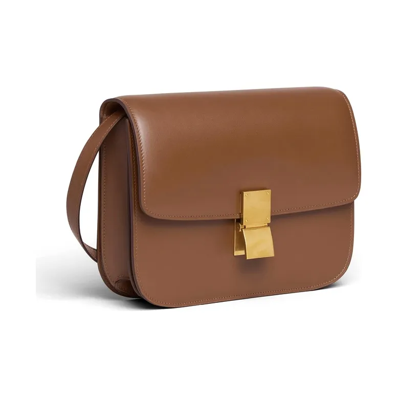 CELINE Classic Bo Polished Cow Leather Tofu Cube Bag, Crossbody Bag, Shoulder Bag Women's Candy/Caramel-1