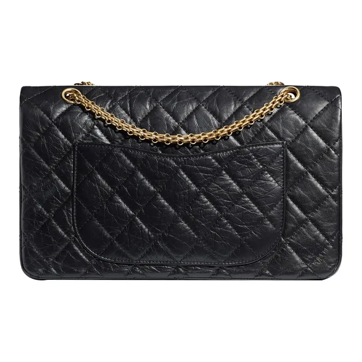 CHANEL 2.55 Cow Leather Flap Bag Chain Crossbody Bag Shoulder Bag Women's Black Gold, Black-2