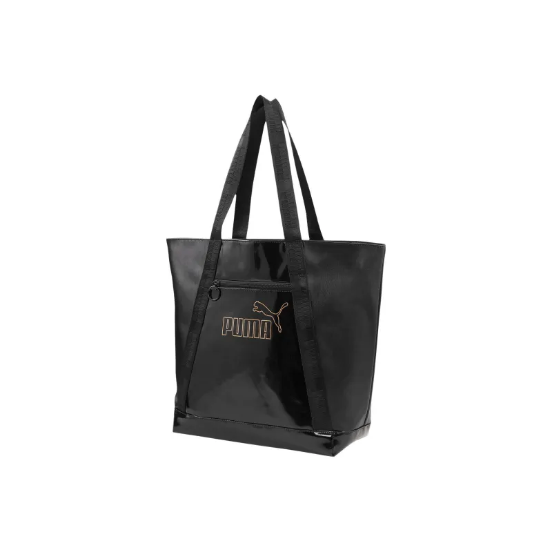 PUMA Artificial Leather Tote Bag Shopping Bag Shoulder Bag Handbag Regular Women's Black Gold-0
