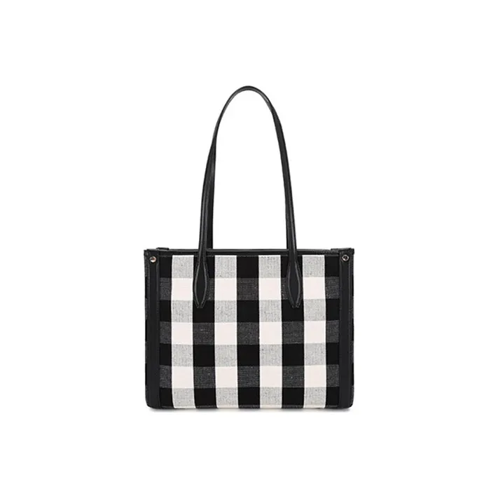 Kate Spade Fabric Tote Bag, Shopping Bag, Handbag, Shoulder Bag Women's Black Ecru-4