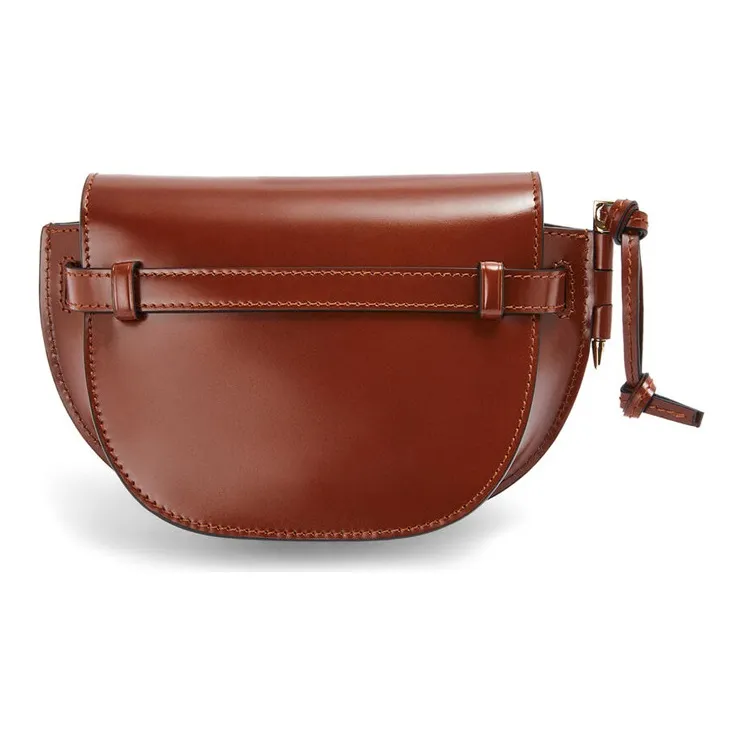 LOEWE Gate Smooth Calf Leather Saddle Bag Shoulder Bag Crossbody Bag Mini Women's Cognac/White-3