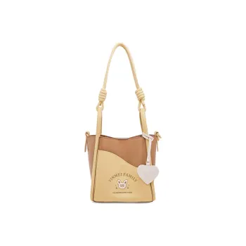 Sound For Life PU Bucket Bag Portable Crossbody Bag Shoulder Bag Regular Women's Brown White