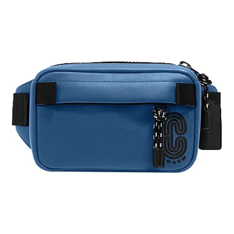 COACH Edge Cowhide Leather One Shoulder Crossbody Fanny Pack Small Size Men's Blue-0