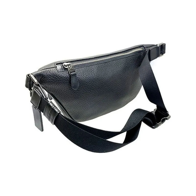 COACH Grade Pebbled Leather Cowhide Crossbody Bag Sling Bag Fanny Pack Regular Men's Black-2