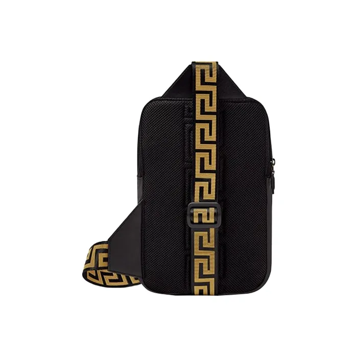 VERSACE Cow Leather Sling Bag Men's Black-3
