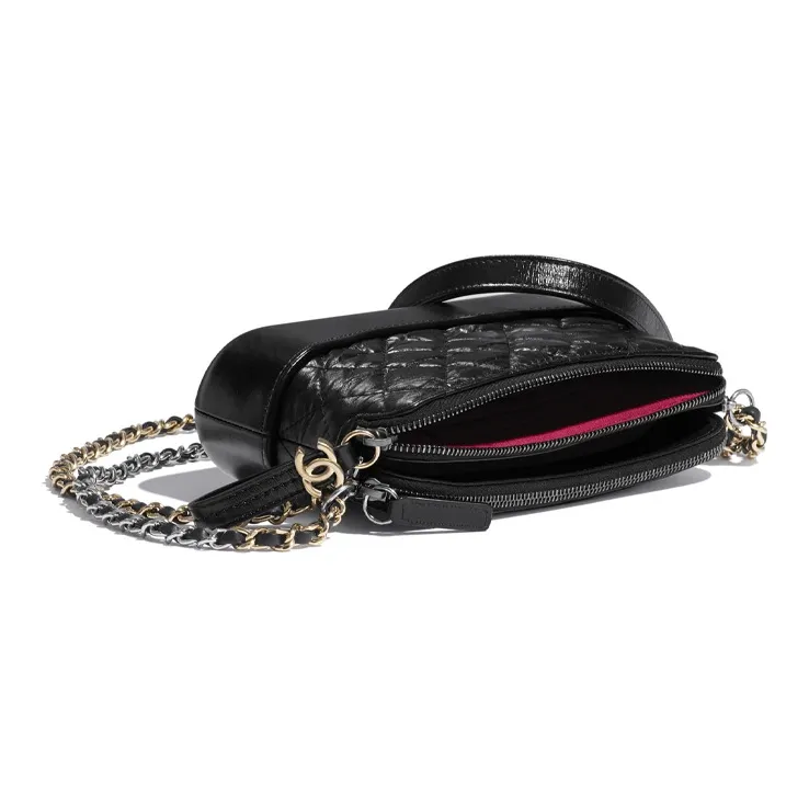 CHANEL Gabrielle Calfskin Shoulder Bag, Crossbody Bag Mini Women's Black/Silver/Ru Silver-3