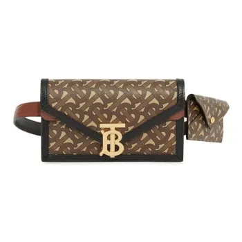 Burberry Monogram PU Combo Bag Shoulder Bag Crossbody Bag Fanny Pack Women's Brown