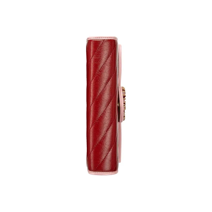 GUCCI Marmont Leather One Shoulder Handbag Crossbody Bag Mini Women's Red Pink-6
