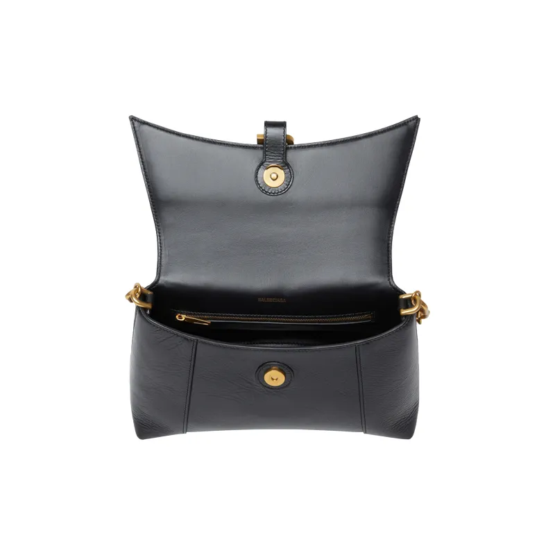 Balenciaga Downtown Shoulder Bag With Chain Small Black-4