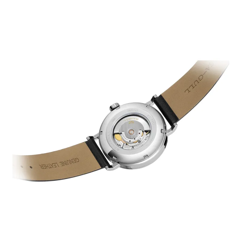 Sea Gull Automatic Mechanical Movement Genuine Leather Strap Watch Men's Watches White Dial-4