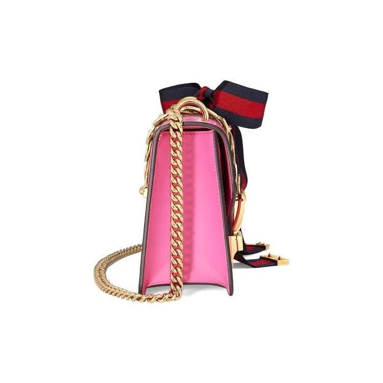 GUCCI Sylvie Leather Shoulder Bag Mini Women's Rose Red-2