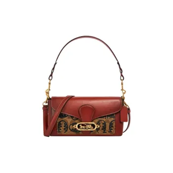 COACH Jade Leather God Of Wine Bag, Shoulder Bag, Portable Crossbody Bag Women's Rusty Red & Brown