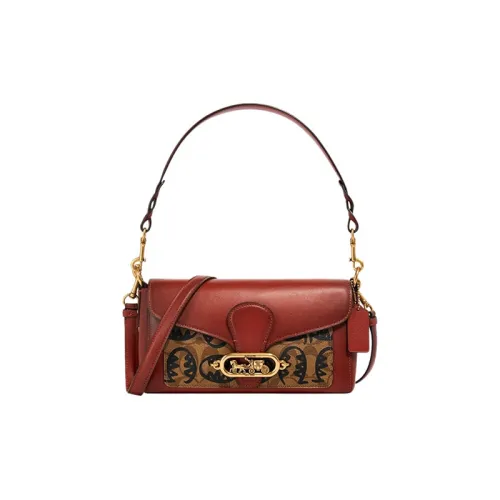 COACH Jade Leather God Of Wine Bag, Shoulder Bag, Portable Crossbody Bag Women's Rusty Red & Brown