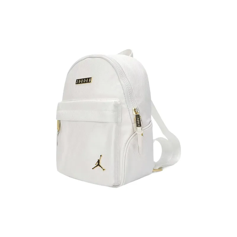 Jordan PU Leather Patchwork Backpack Regular Unisex White Gold-1