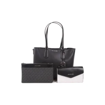 MICHAEL KORS Kimberly Leather 3-in-1 Tote Bag Shoulder Handbag Women's Black & Multicolor