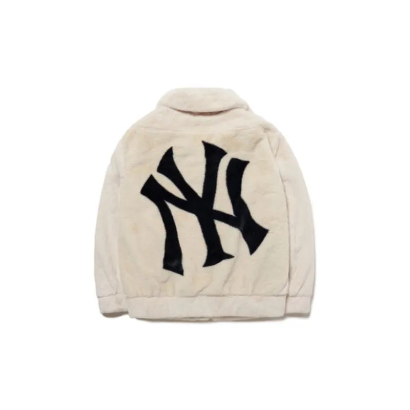 MLB Base Logo Velvet Jackets Unisex White-1