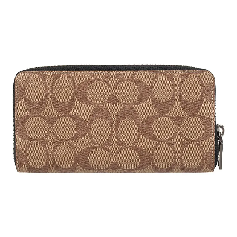 COACH Accordion Wallet PVC Accordion Bag Wallet Men's Khaki Brown-1