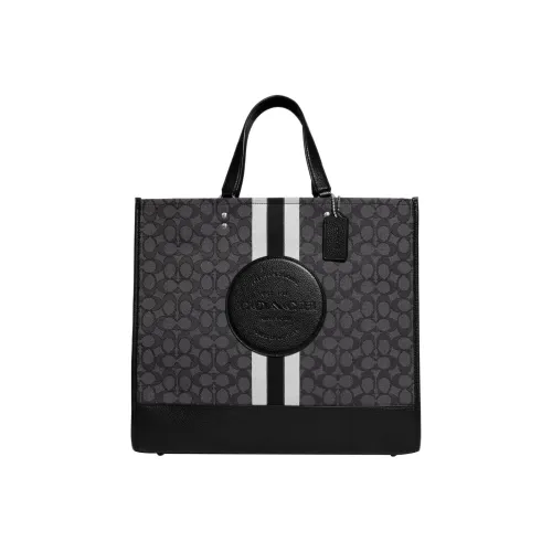 COACH Fabric With Leather Tote Bag Shopping Bag Shoulder Bag Handbag Large Size Women's Black