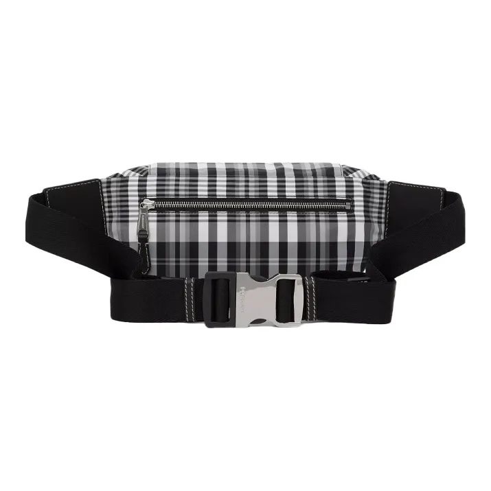 Burberry Nylon Crossbody Bags Fanny Pack Men's Black/White-3