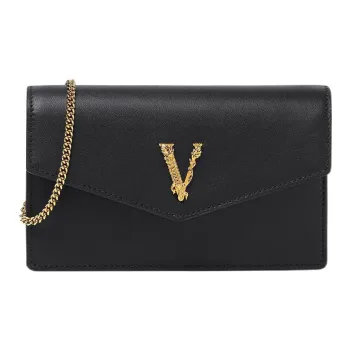 VERSACE VERSACE Calfskin Envelope Bag Shoulder Bag Crossbody Bag Women's Black