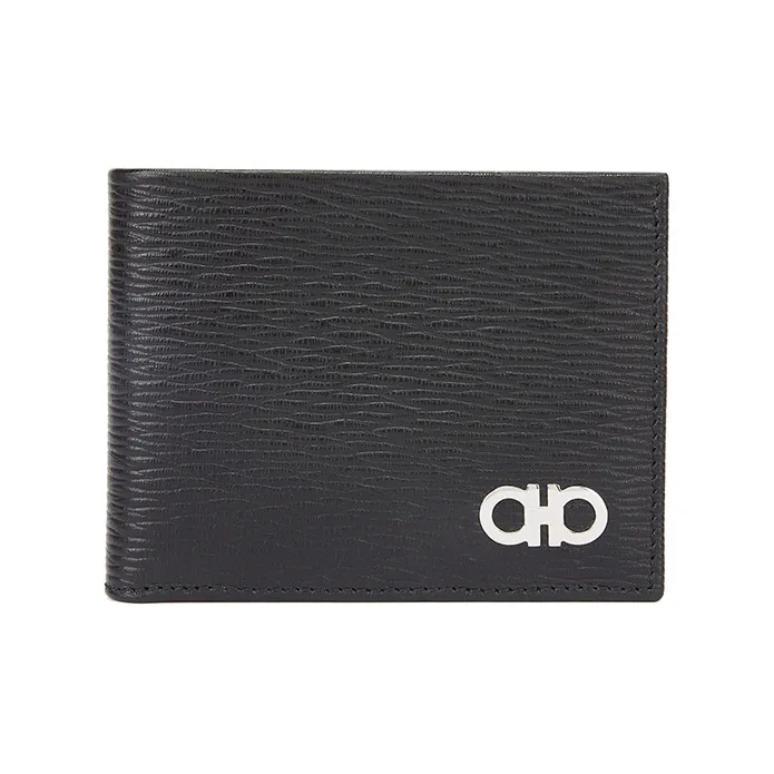 FERRAGAMO Leather Wallets With Money Clip Men's Black Red-0