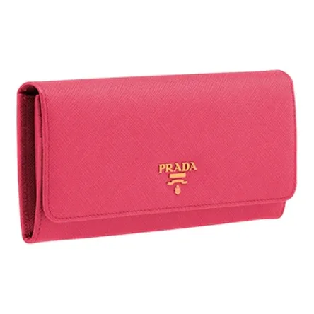 PRADA Cow Leather Wallet Women's Pink Peony-1