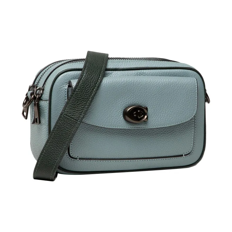 COACH Willow Pebbled Leather Camera Bag Shoulder Bag Crossbody Bag Small Size Women's Haze Blue-1