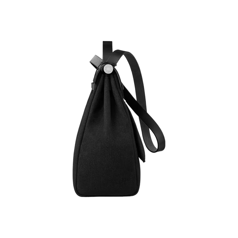 HERMES Herbag Zip Canvas With Leather Handbag, Shoulder Bag, Crossbody Bag Men's Black-1