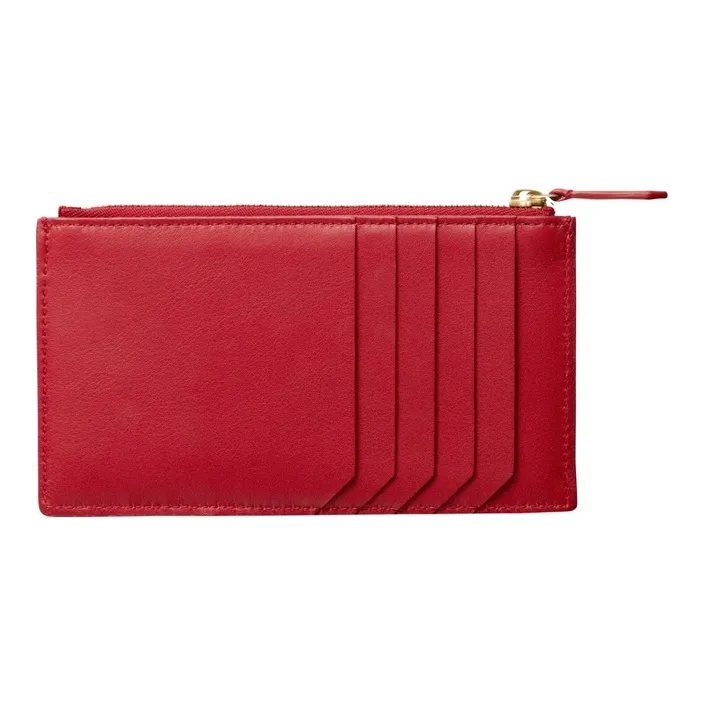 CARTIER GUIRLANDE Cow Leather Card Holder Women's Red-1
