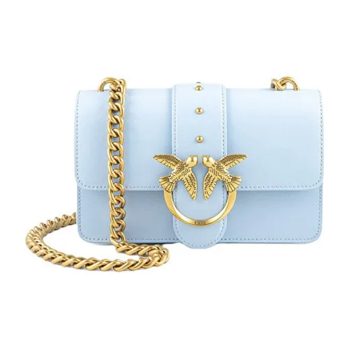 PINKO SIMPLY Grained Leather Flying Bird Swallow Bag Crossbody Bag Shoulder Bag Women's Sky Blue