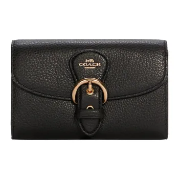 COACH Kleo Leather Clutch Wallet Small Size Women's Black
