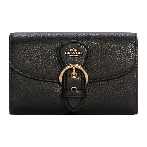COACH Kleo Leather Clutch Wallet Small Size Women's Black-0