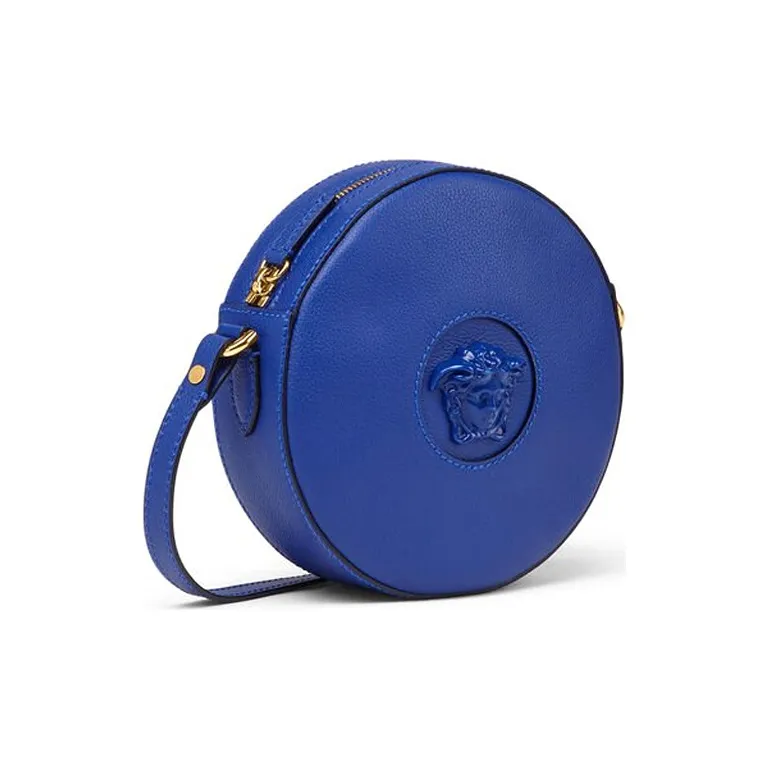 VERSACE La Medusa Leather Round Bag Crossbody Shoulder Bag Women's Dark Blue-1