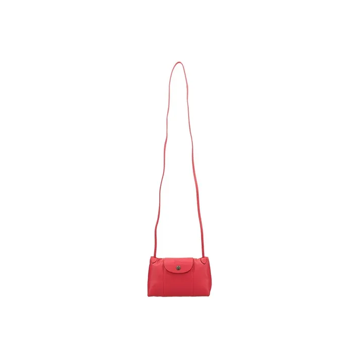 LONGCHAMP Sheepskin Shoulder Bag Women's Red-5